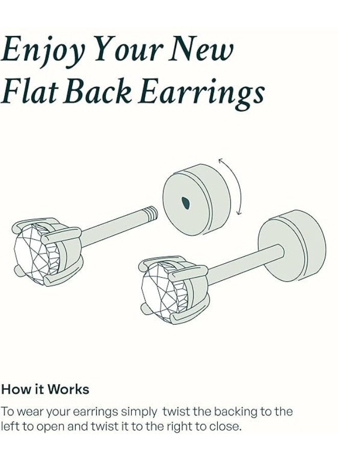 Ucanbe 14K Gold Plated Flat Back Earrings with Solid 925 Sterling Silver Posts, Helix Cartilage Cubic Zirconia Stud Earrings for Women, Trendy Hypoallergenic Jewelry - Image 4
